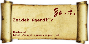 Zsidek Agenór névjegykártya